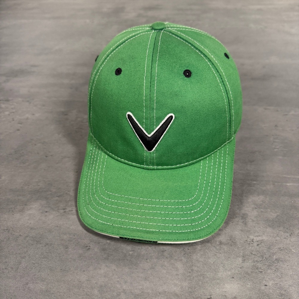 Callaway Golf Hat Mens OSFA Green Chevron Logo Adjustable Strapback Baseball Cap